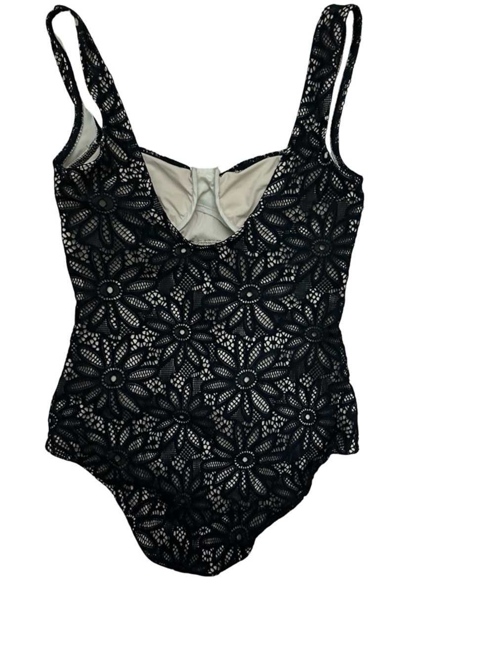 Karla Colletto Designer Black Floral Lace One-Piece Swimsuit Size 10 - Picture 4 of 9